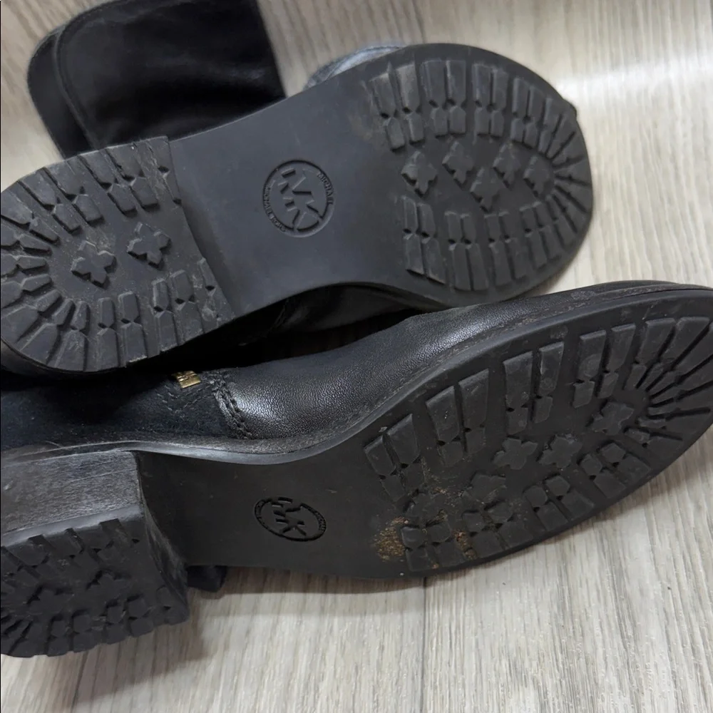 Michael Kors Black Over the Knee Boots with Gold Zipper